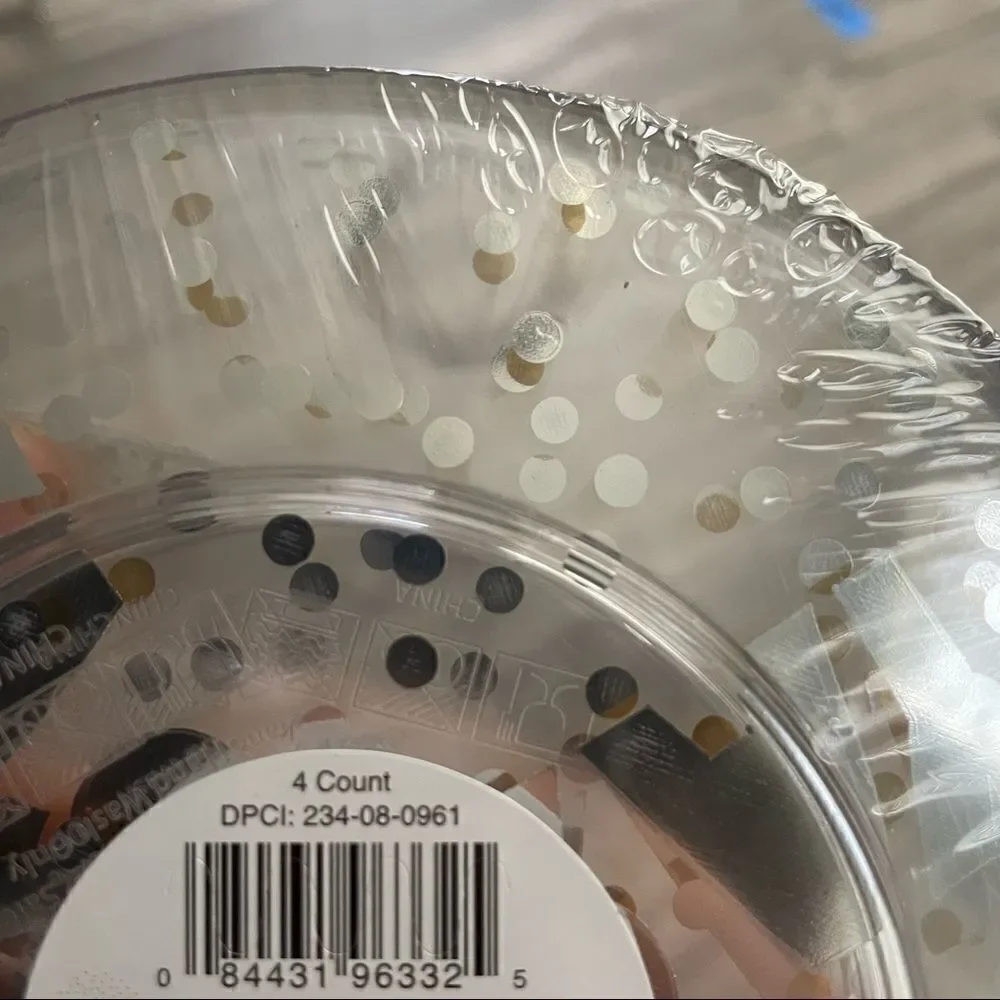 2/$20 TARGET HOORAY confetti clear plastic party plates (4 pack) NWT